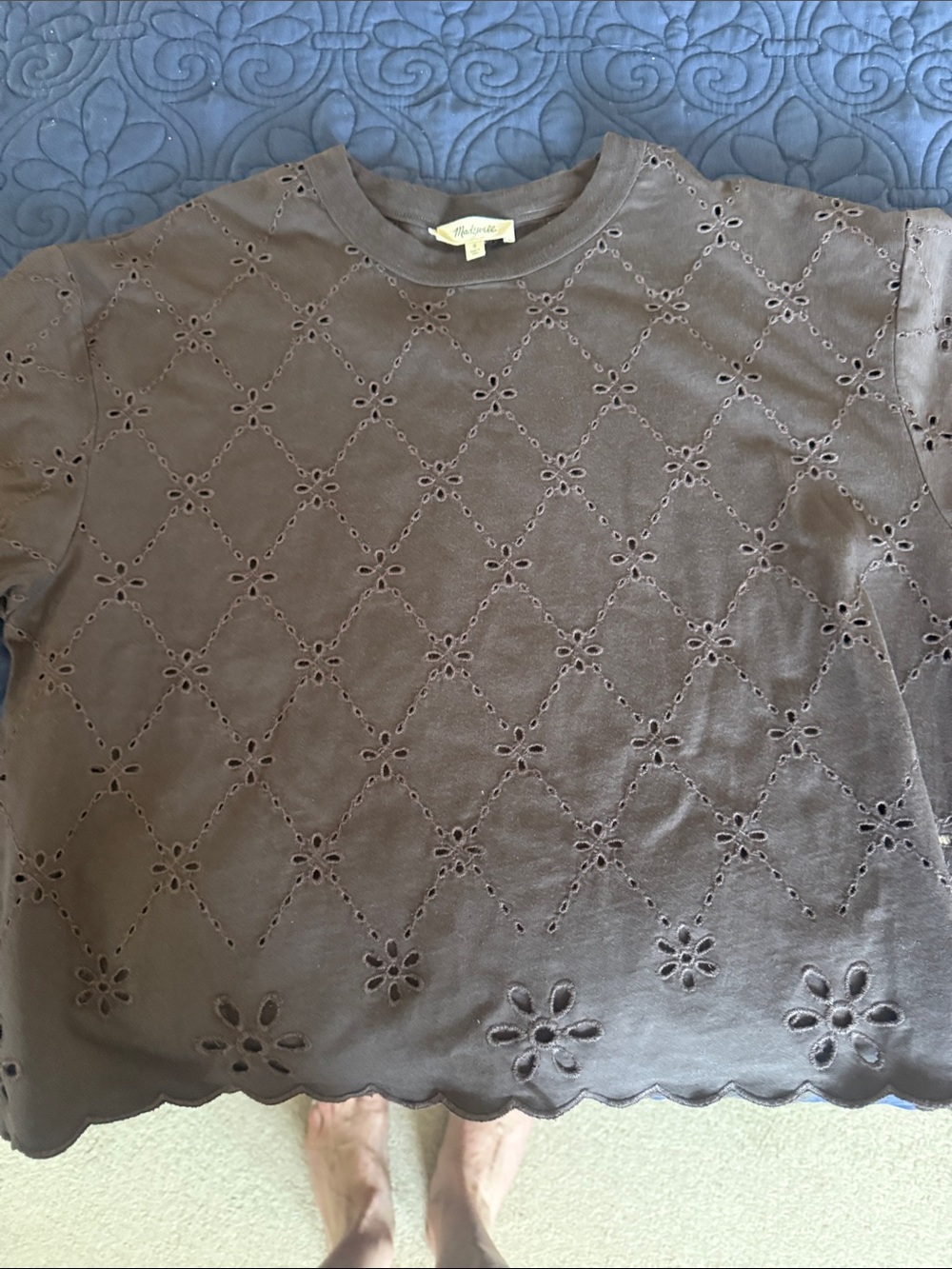 Madewell Chocolate Eyelit Boxy Tee